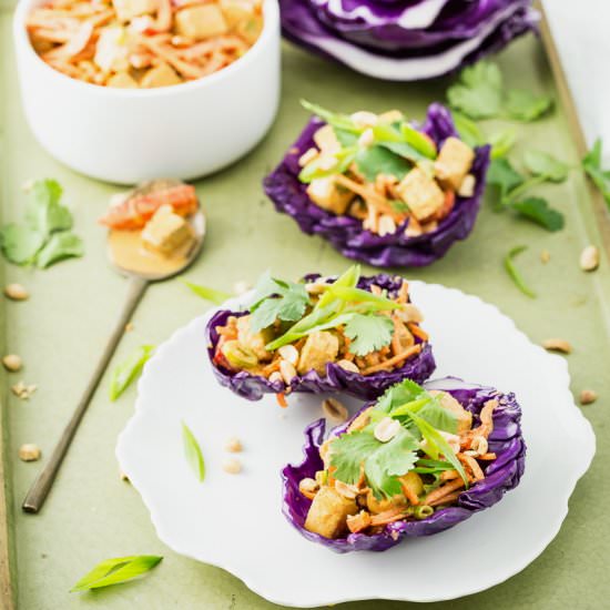 Thai Peanut Tofu Salad Tacos