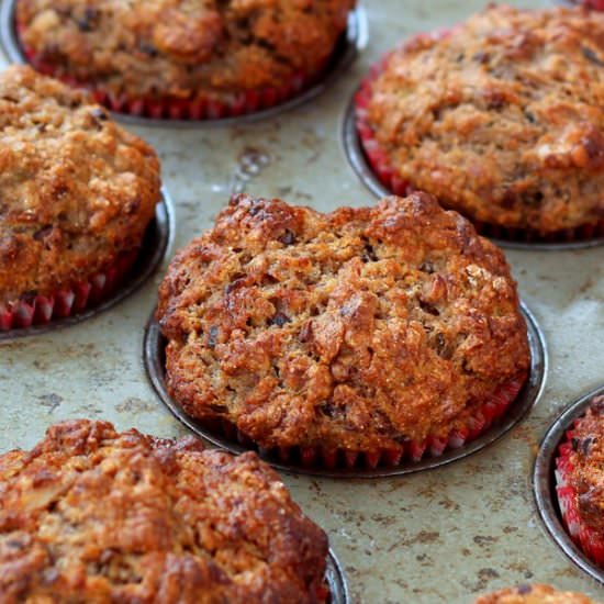 Banana & Cocoa Nib Spelt Muffins