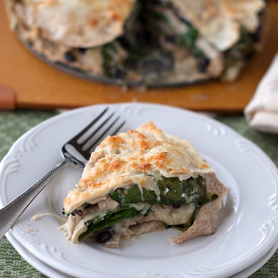 Spinach Chicken Tortilla Bake