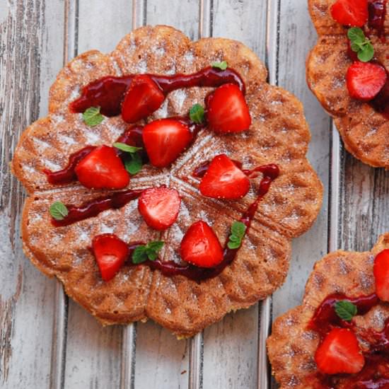 Waffles with Strawberry Sauce