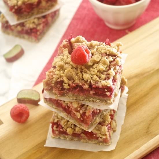 Raspberry Rhubarb Crisp Bars
