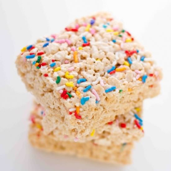 Cake Batter Krispie Treats