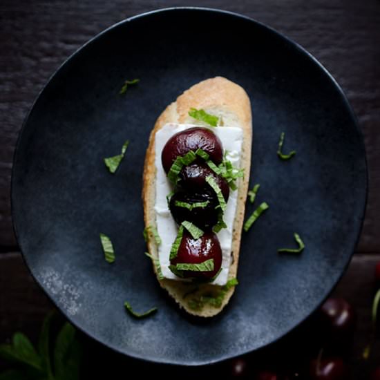 Cherry, Feta and Mint Crostini