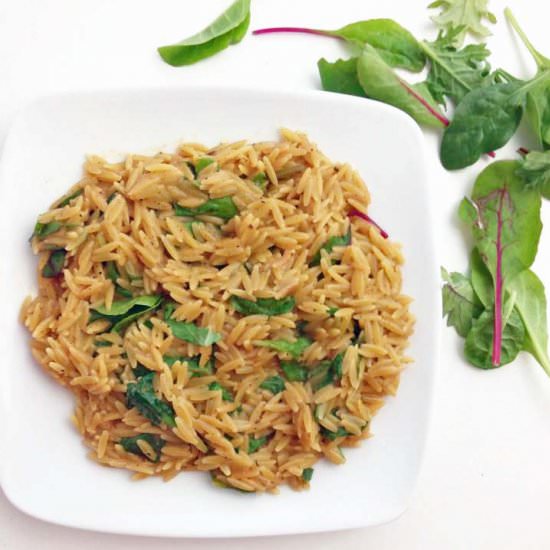 Creamy Orzo with Greens