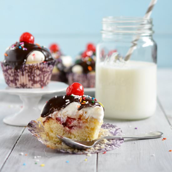 Banana Split Cupcakes