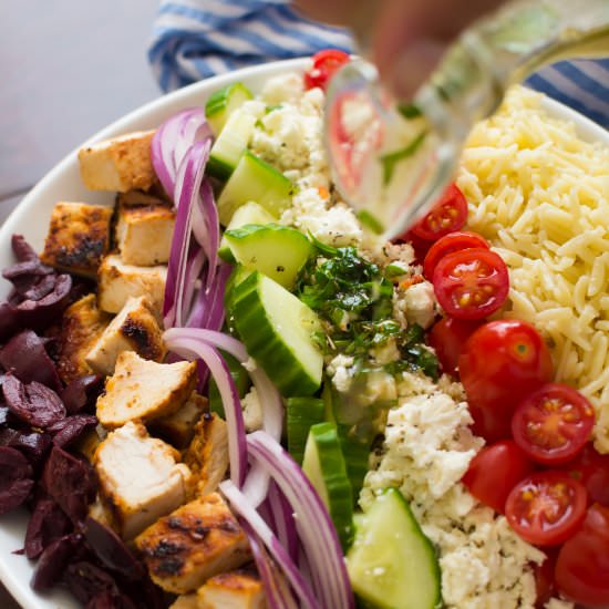 Greek Orzo Pasta Salad with Chicken
