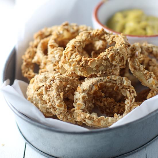 Everything Pretzel Onion Rings