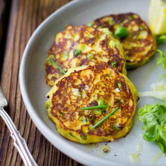 Ricotta, Saffron, and Pea Pancakes