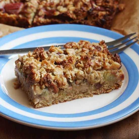 Rhubarb & Ginger Oaty Slices