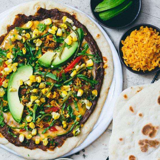 Vegan Taco Beer Flatbread Pizza