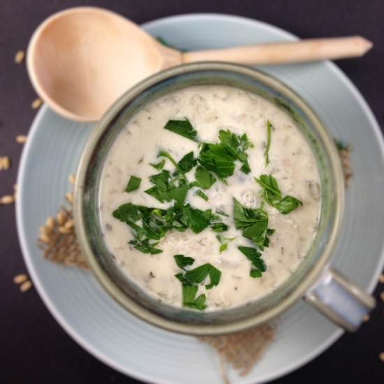 Israeli Hot Yogurt & Barley Soup
