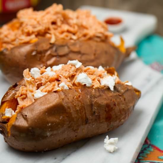Buffalo Chicken Sweet Potatoes