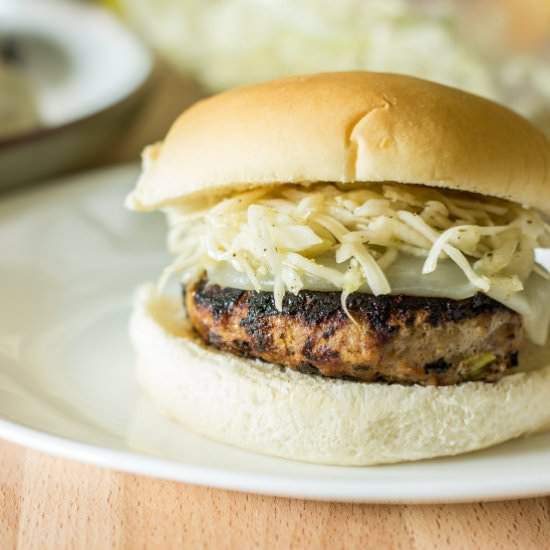 Teriyaki Turkey Burgers-Sesame Slaw