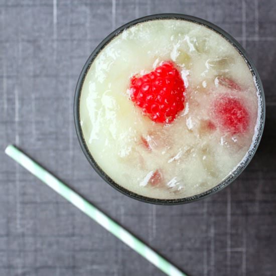 Melon Slushie with Raspberries