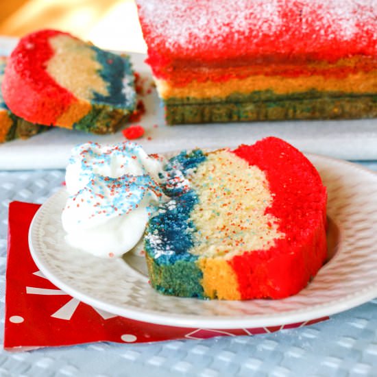 Patriotic Tri-Color Pound Cake