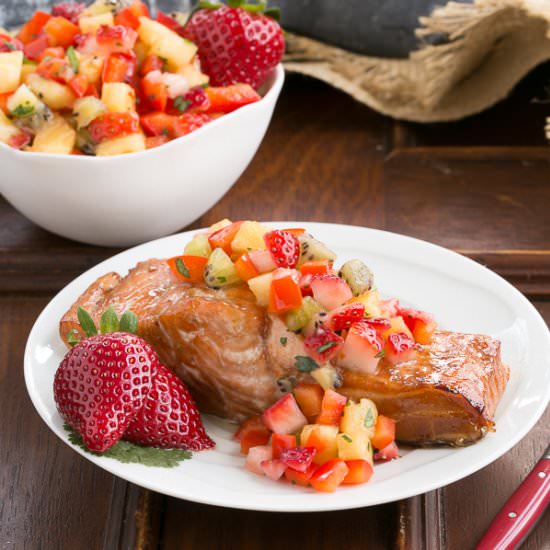 Strawberry Salsa Topped Salmon