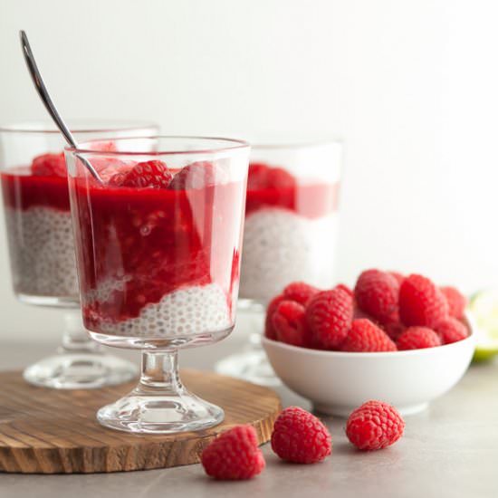 Chia Seed Pudding w/Raspberry Sauce