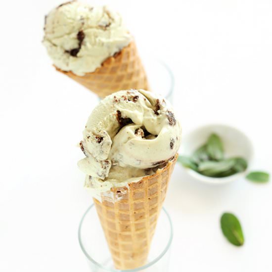 Vegan Mint Brownie Ice Cream