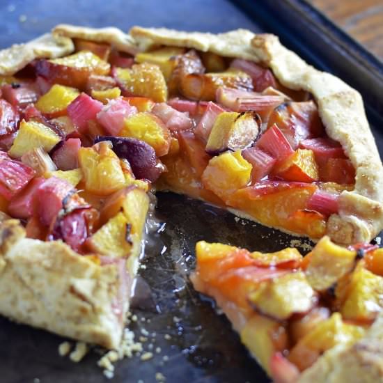 Vegan Peach Rhubarb Crostata