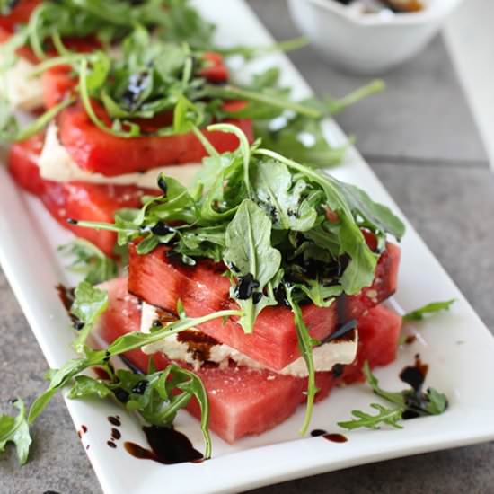 Grilled Watermelon and Feta Stacks