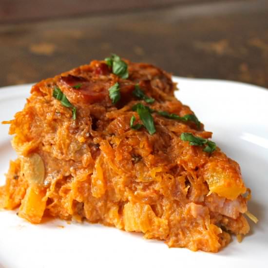 Paleo Spaghetti Hawaiian Pizza Pie