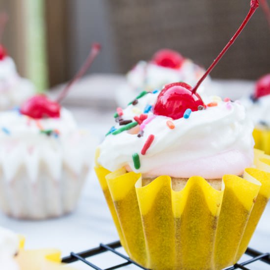 Banana Split Cupcakes