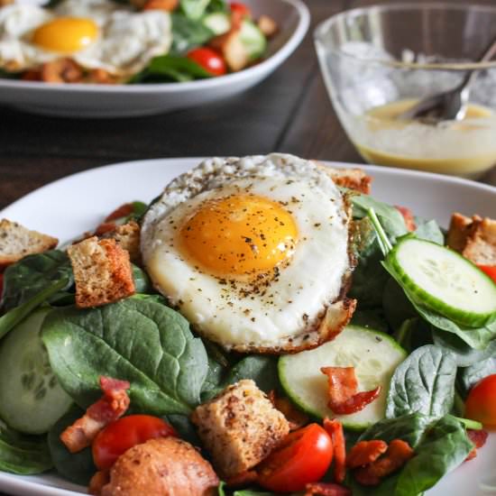 BLT Salad with Bacon Croutons & Egg
