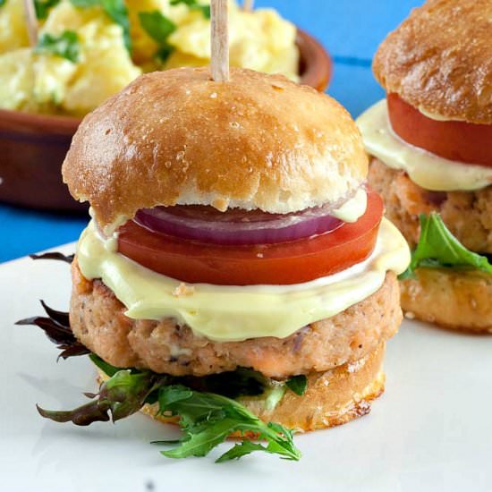 Salmon Sliders with Home-made Aioli
