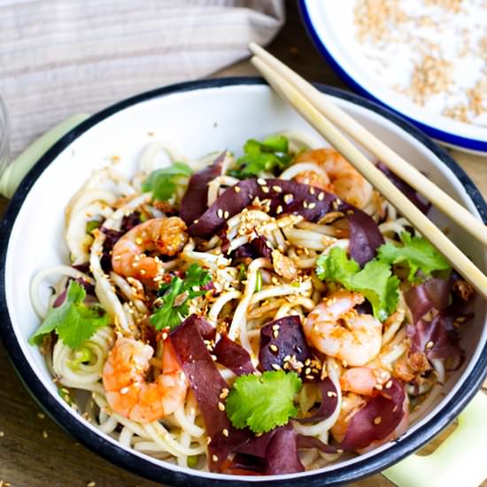 Kohlrabi Sesame Salad with Prawns
