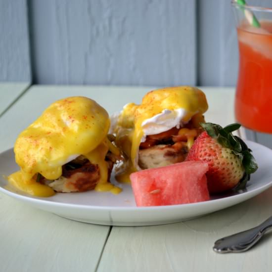 Eggs Benedict with Salmon and Crab