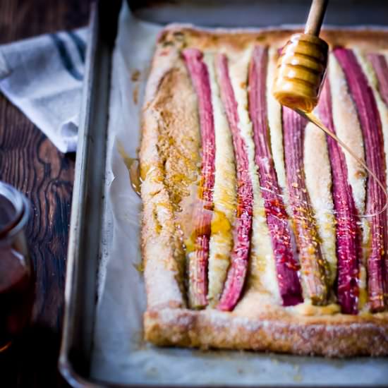 Rustic Rhubarb Almond Honey Tart