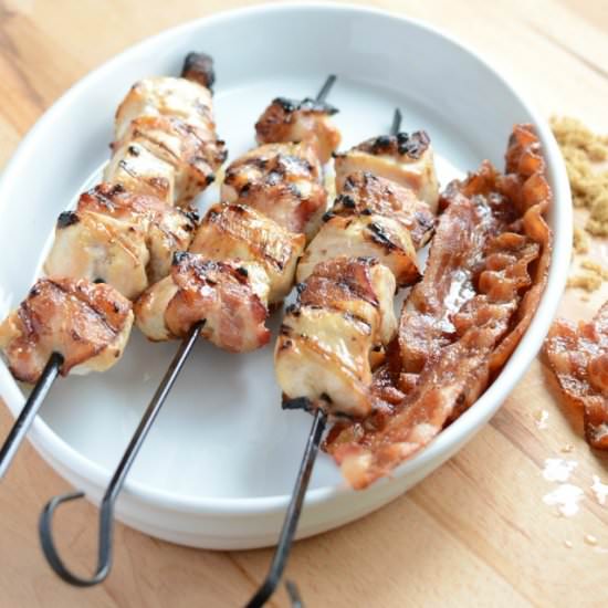 Grilled Brown Sugar Bacon Wrapped Skewers