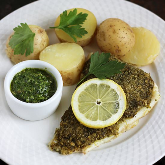 Cod Baked with Parsley Pesto