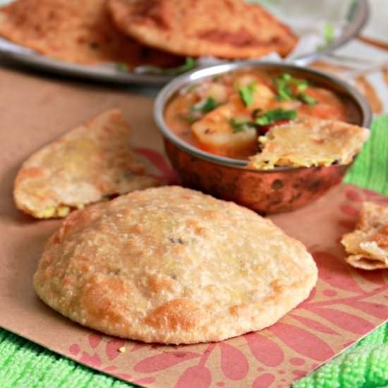 Lentil Stuffed Puris (Flat Breads)