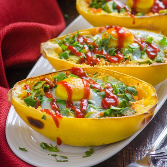 Avocado Egg Spaghetti Squash Boats