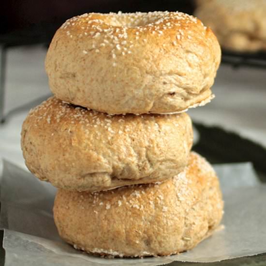 Salted Rosemary Wheat Bagels