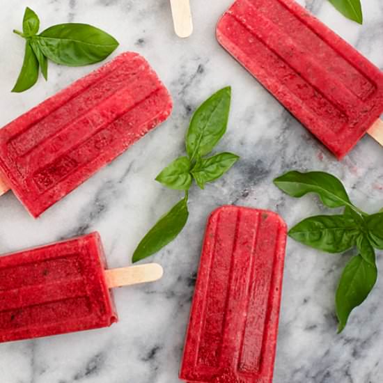 Strawberry Basil Popsicles