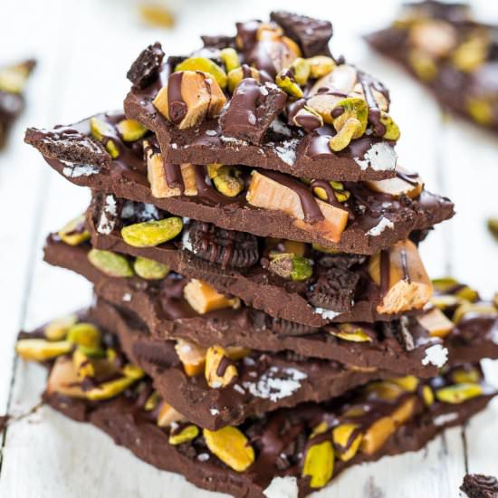 Pistachio, Salted Caramel Oreo Bark