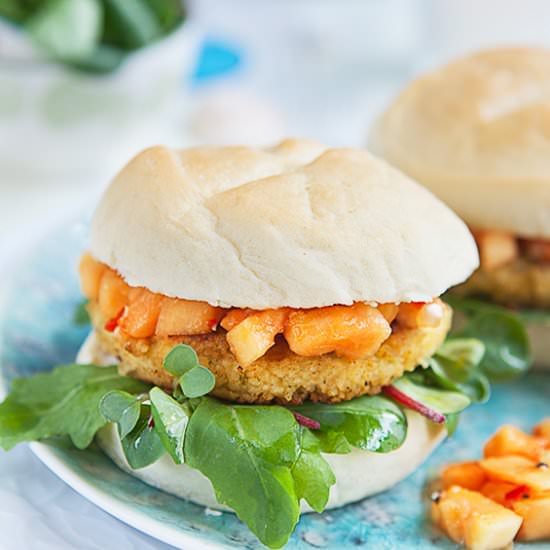 Veggie Couscous Burger with Papaya