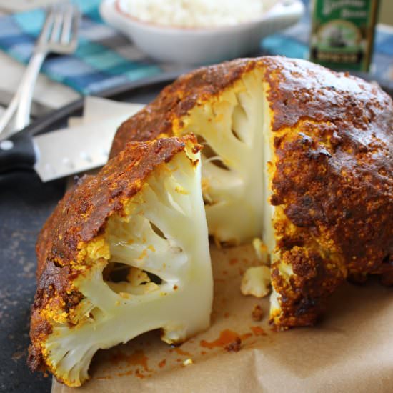 Whole Roasted Curry Cauliflower