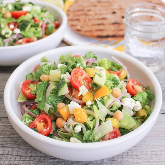 Greek Salad w/Chickpeas and Avocado