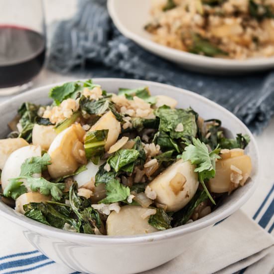 Sesame Ginger Turnips + Greens