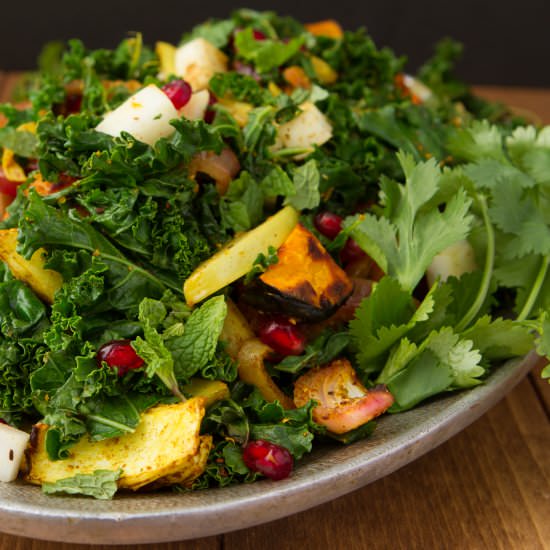 Coconut Chunk Curried Kale Salad