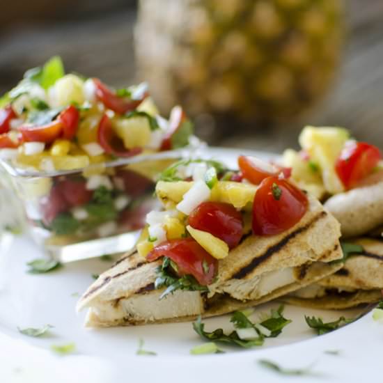 Light Quesadillas w/ Pineapple Pico