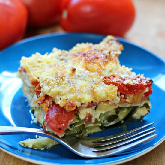 Zucchini Tomato Ricotta Egg Bake
