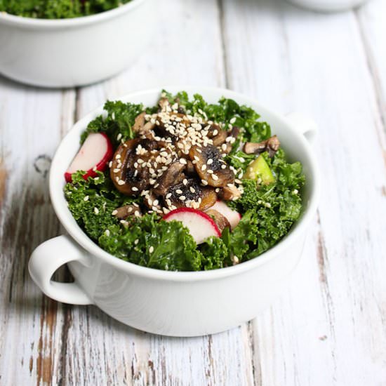 Kale Salad with Warm Mushrooms