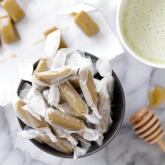 Honey Matcha Green Tea Caramels