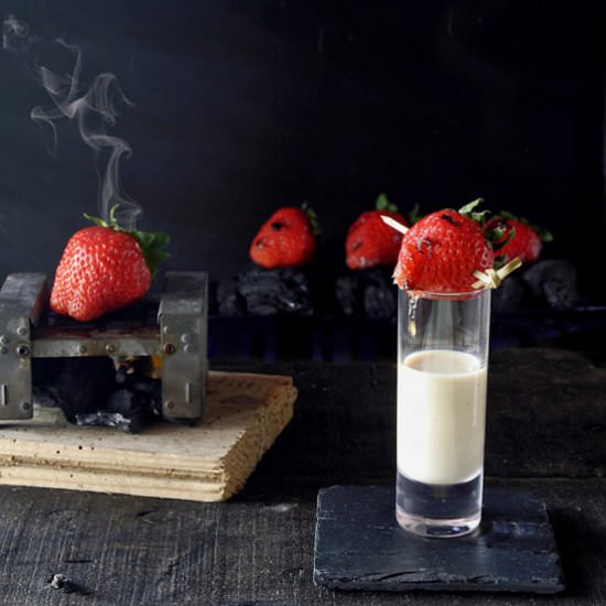 Grilled Strawberries Juniper Cream