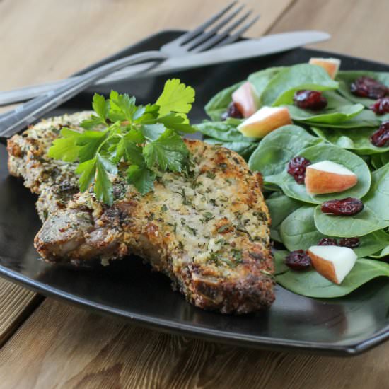 Blue Cheese Encrusted Pork Chops
