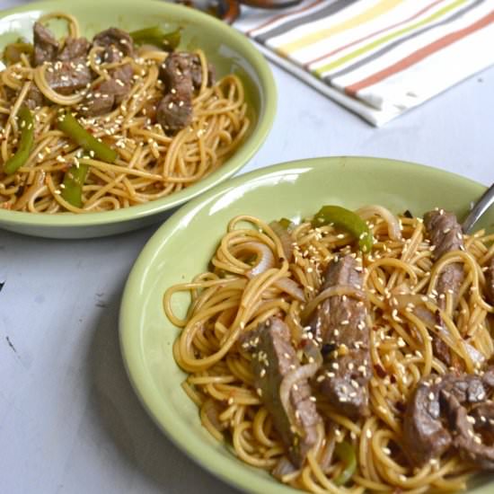 Simple Steak Lo Mein